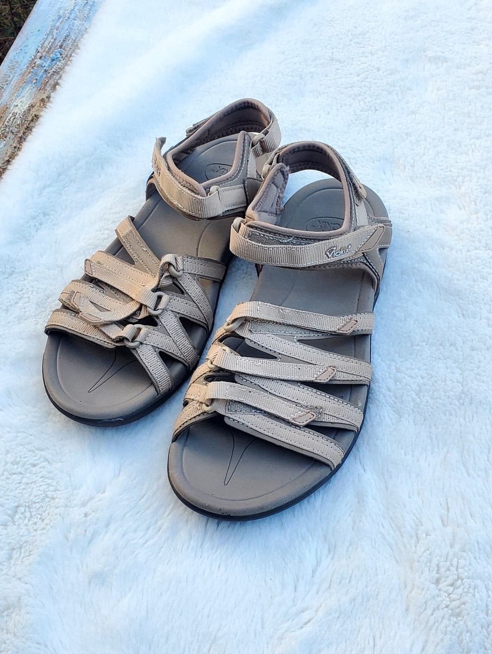 Viakix  Women's Taupe Strappy Comfort Sandals Size 10